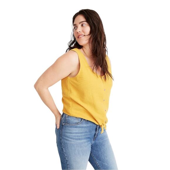Texture And Tread  Madewell Button Front Tie Cotton Tank Top Size L - Picture 8 of 13